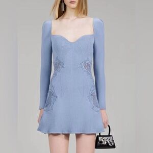 Self-Portrait Blue Long Sleeve Floral Dress